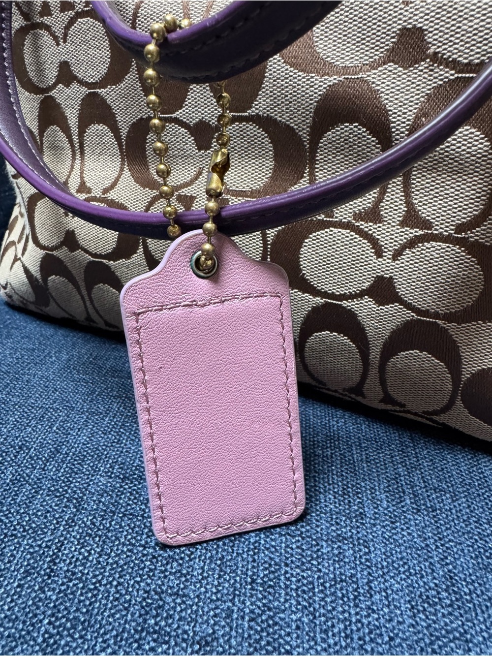 Coach Legacy Weekender Signature C Medium Zip Tote Khaki Jacquard Purple 23465 - Picture 12 of 13